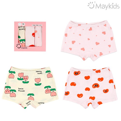 Tulip Heart Cotton Spandex Girls' 3-Pack Boxer Briefs