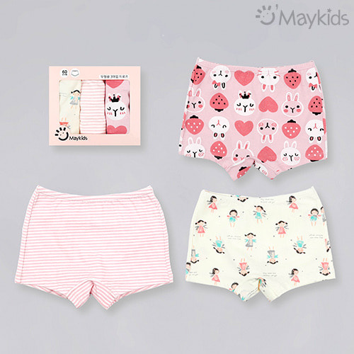 Rabbit Cotton Spandex Girls' 3-Pack Boxer Briefs
