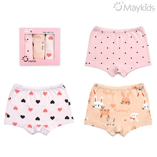 Berry Bunny Cotton Spandex Girls' 3-Pack Boxer Briefs