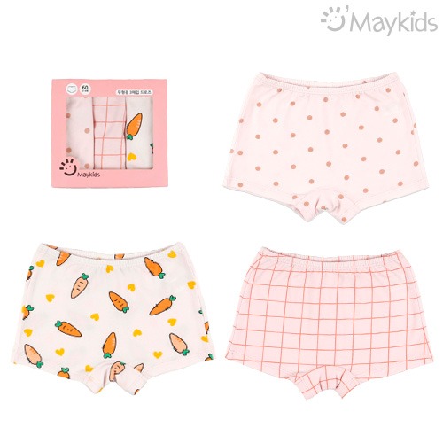 Carrot Rabbit Cotton Spandex Girls' 3-Pack Boxer Briefs