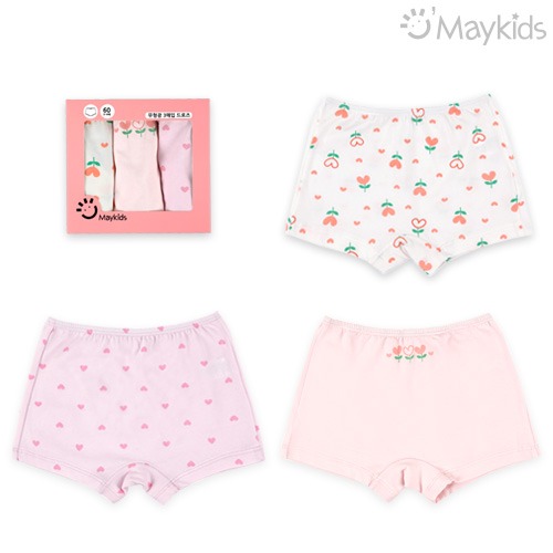 Heart Flower Girls' 3-Pack Boxer Briefs